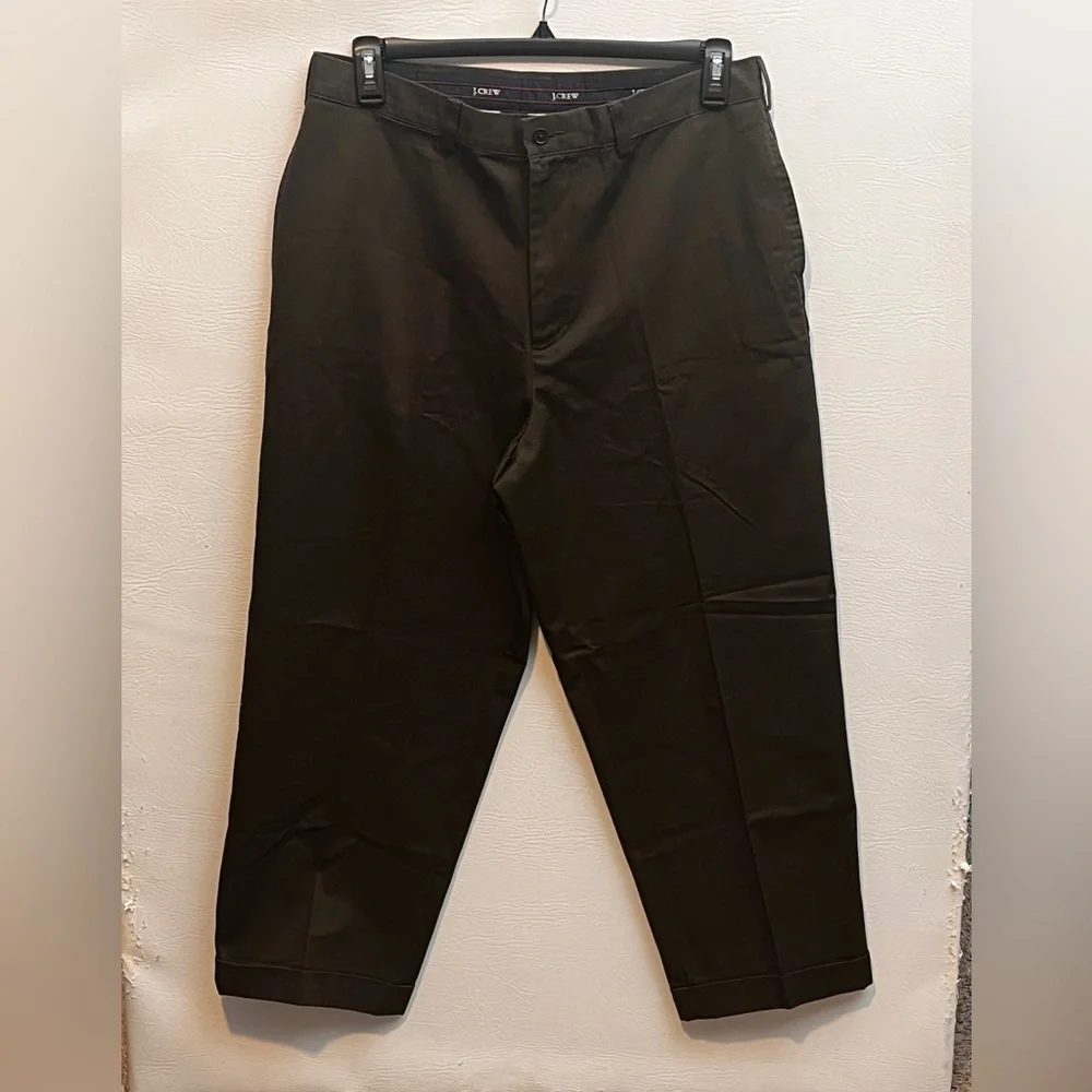 J. Crew Classic Fit Men's Olive Dark Green Ankle Trouser Pants sz 35